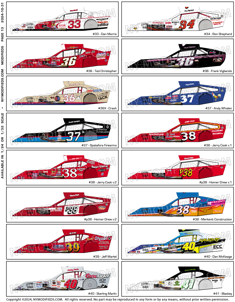 Modified Slot Car Body Sheet 13